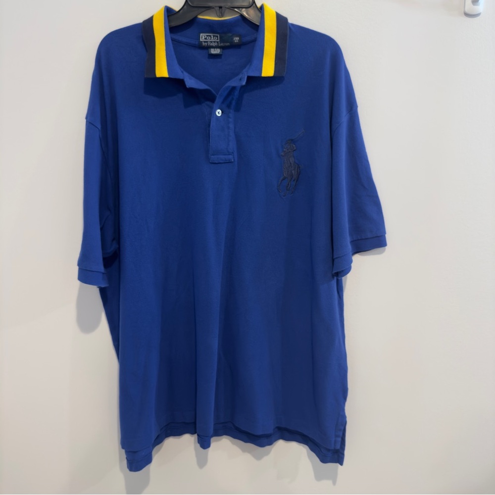 Polo Ralph‎ Lauren Big Pony Polo Shirt Embroidered Rugby Royal Blue 2XB